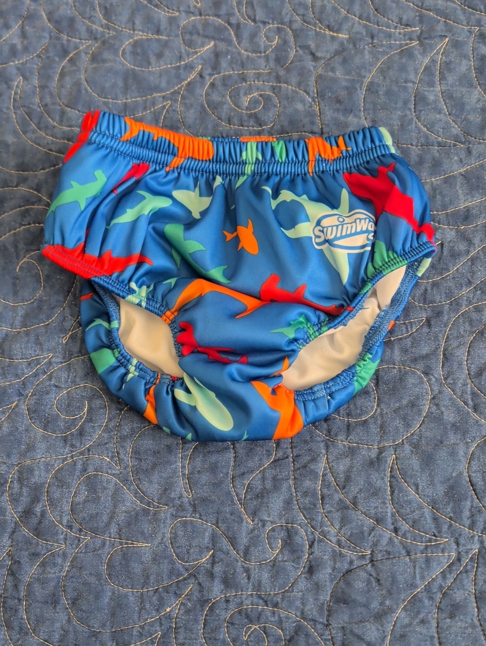 Blue Shark Print Swim Diaper Cover for Kids
